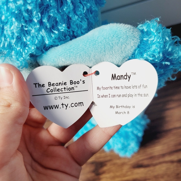 The Beanie Boo's Collection Ty Blue Mandy Dog NEW Big Eyes 2017 Stuffed Dog NEW - Picture 8 of 15